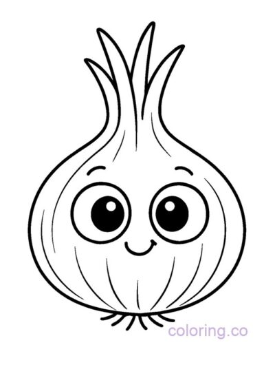 Adorable Onion with Big Eyes Coloring Page