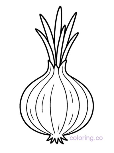 Fun Onion with Leafy Top Coloring Page