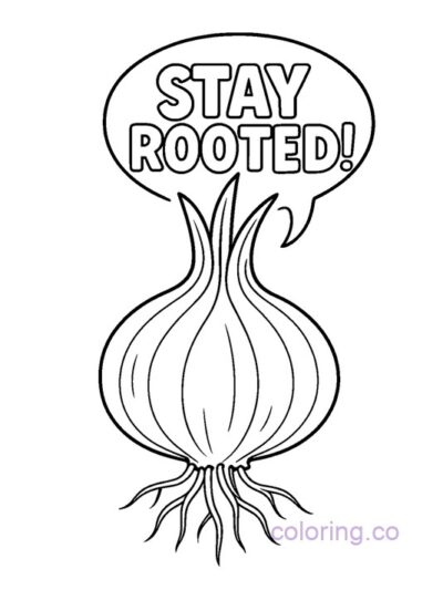 Fun Onion Coloring Page with Inspirational Sayings