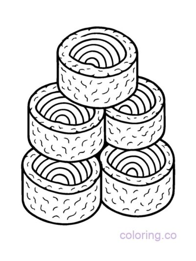 Fun Rainbow Sushi Stack Coloring Page