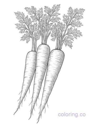 Realistic Carrot Trio Coloring Page