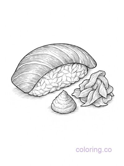 Realistic Nigiri Sushi Coloring Page
