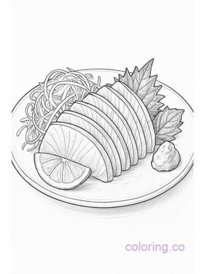 Realistic Sashimi Plate Coloring Page