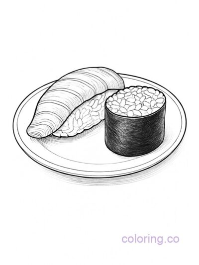 Realistic Sushi Coloring Page