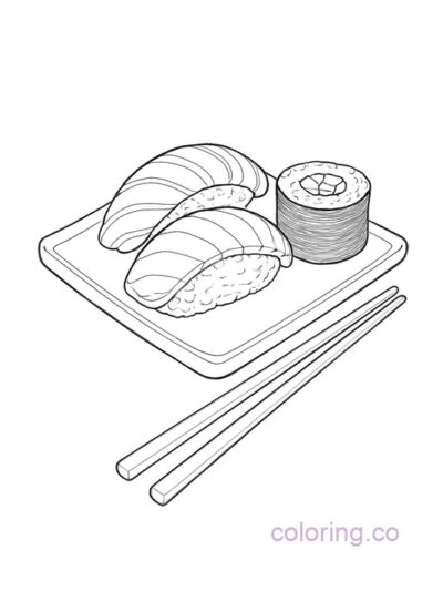 Realistic Sushi Coloring Page