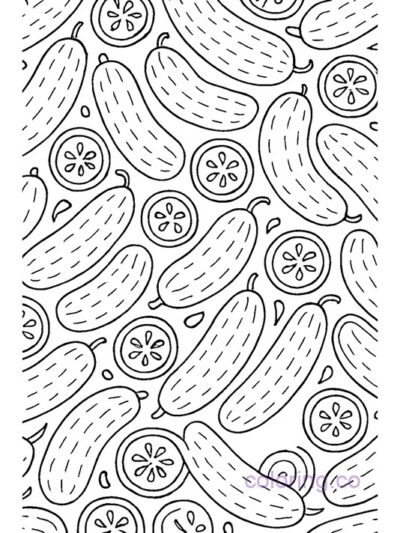Stylized Cucumber Pattern Coloring Page