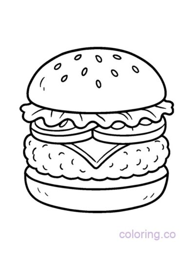 Fun Cartoon Burger Coloring Page