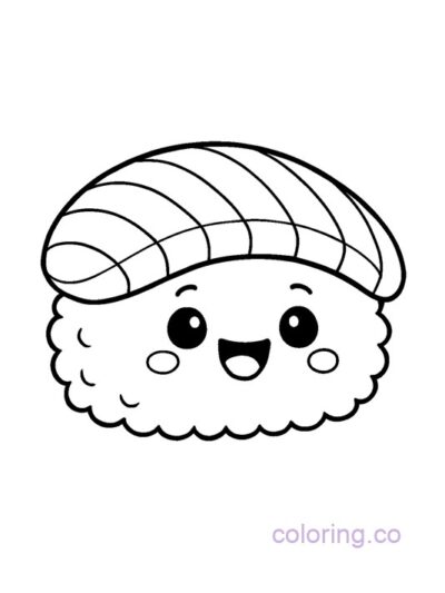 Cute Smiling Salmon Nigiri Coloring Page