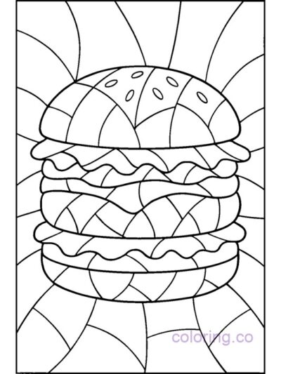 Intricate Stained Glass Burger Coloring Page