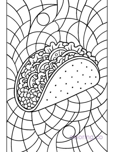 Stained Glass Style Taco Coloring Page