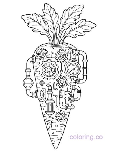 Steampunk Carrot Coloring Page