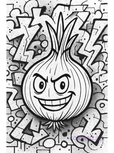 Fun Street Art Onion Coloring Page