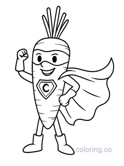 Superhero Carrot Coloring Page