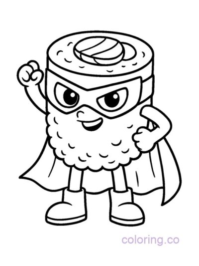 Superhero Sushi Roll Coloring Page