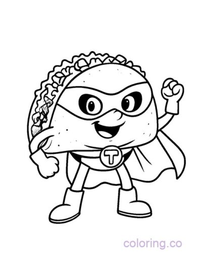 Superhero Taco Coloring Page