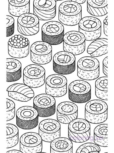 Fun Sushi Pattern Coloring Page