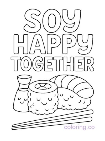 Cute Sushi Quote Coloring Page