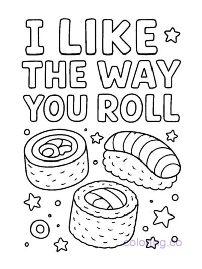 Fun Sushi Quote Coloring Page