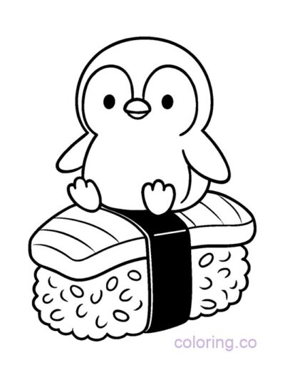 Cute Animal Sushi Coloring Page
