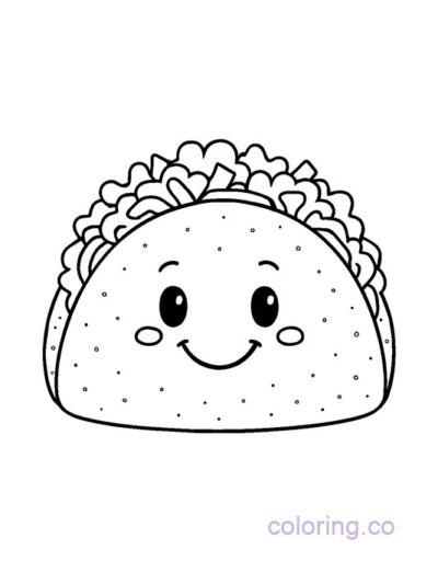 Cute Taco Face Coloring Page for Preschool