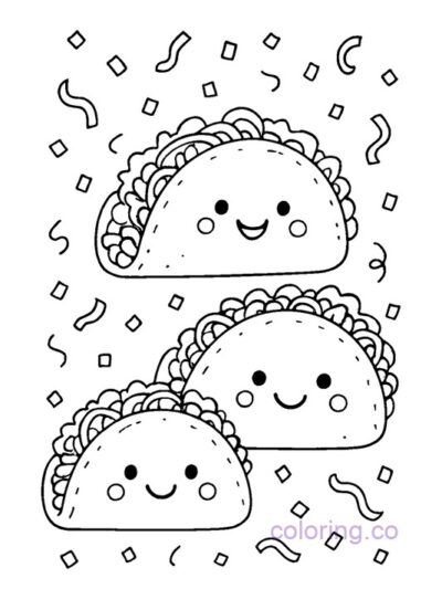 Cute Taco Parade Coloring Page