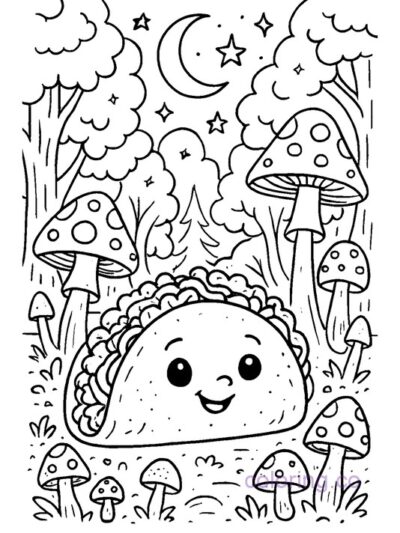 Taco in Magical Forest Coloring Page