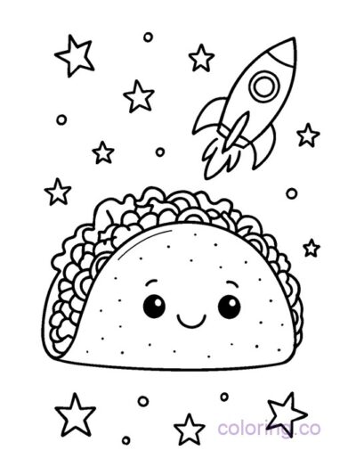 Taco in Space Coloring Page