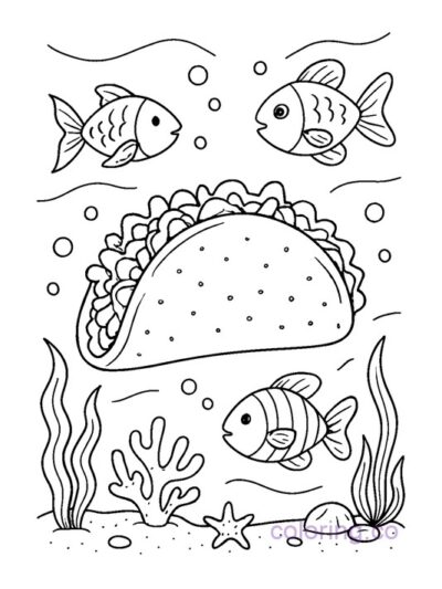 Taco Underwater Adventure Coloring Page