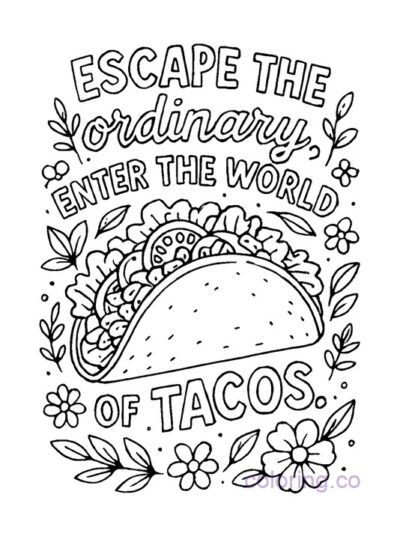 Escape the Ordinary: Taco Coloring Page