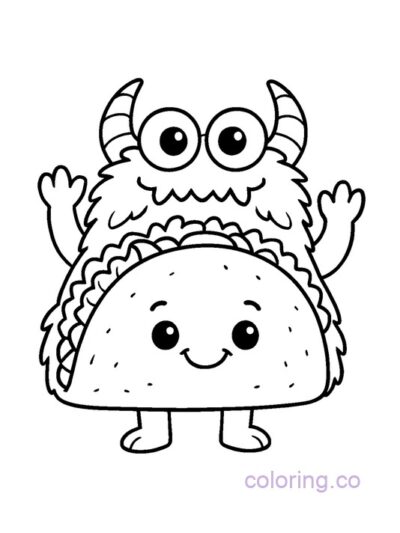 Taco Monster Costume Coloring Page