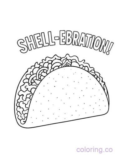 Taco "Shell-ebration" Coloring Page