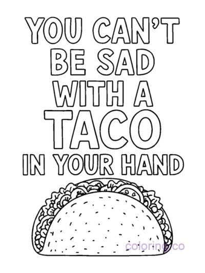Taco Coloring Page with Positive Quote