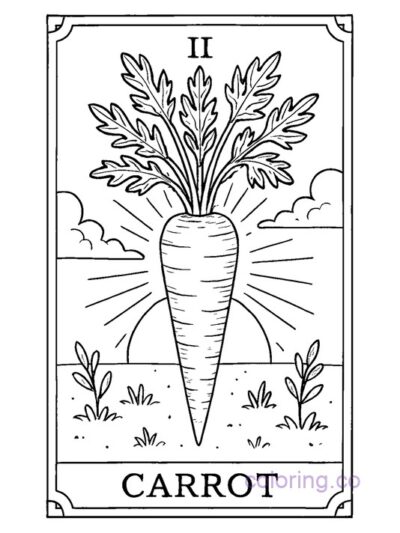 Intricate Carrot Tarot Card Coloring Page