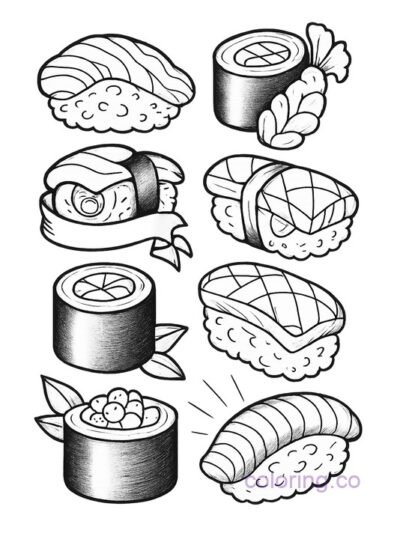 Intricate Sushi Coloring Page