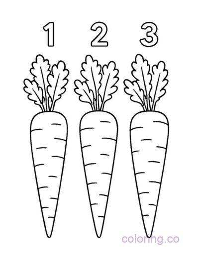 Cute Carrot Counting Coloring Page