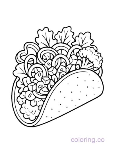 Fun Vegetarian Taco Kids Coloring Page