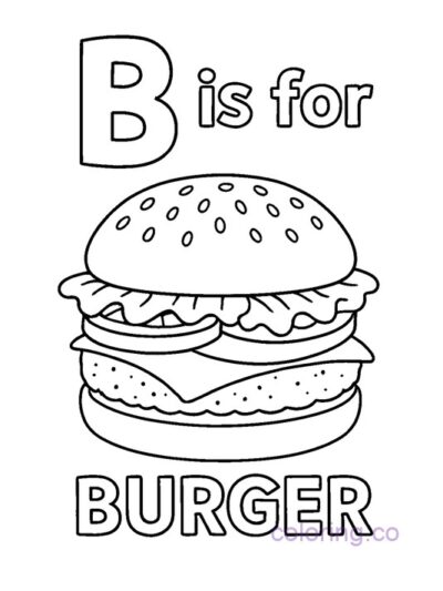 B is for Burger Coloring Page