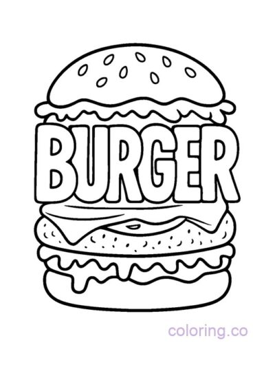Fun Burger Word Art Coloring Page
