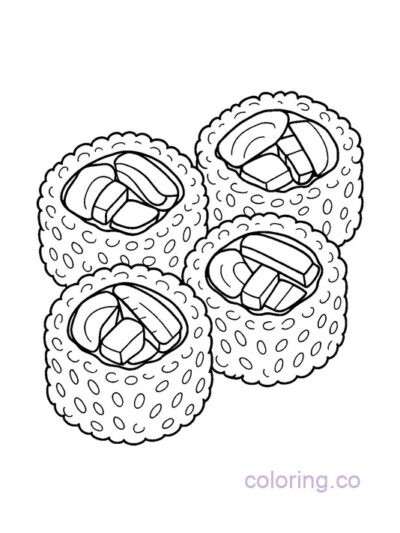 Cute California Roll Sushi Coloring Page