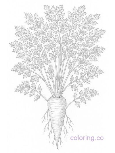 Intricate Botanical Carrot Coloring Page