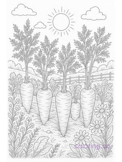 Intricate Carrot Garden Coloring Page