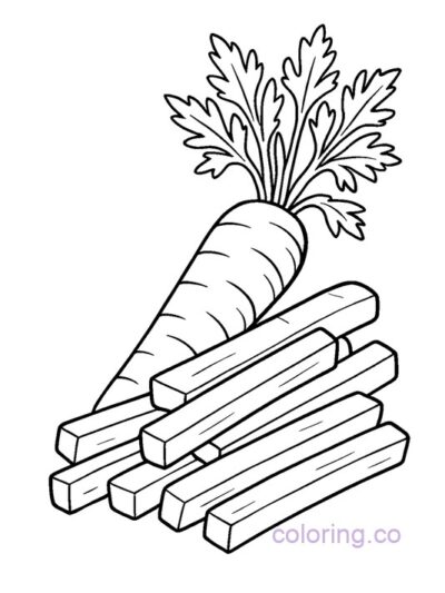 Kids’ Cute Carrot Sticks Coloring Page