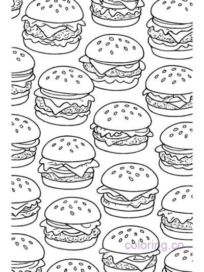 Fun Cheeseburger Pattern Coloring Page
