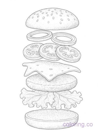 Deconstructed Burger Coloring Page