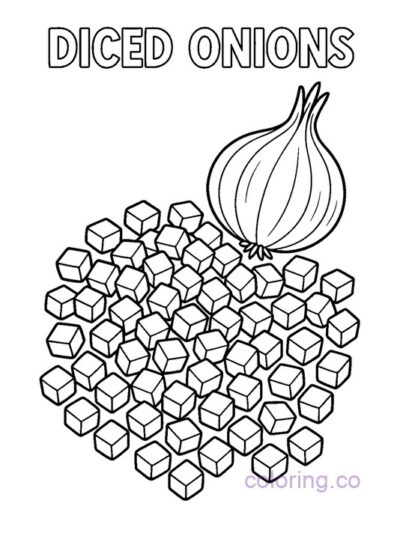 Fun Diced Onions Coloring Page