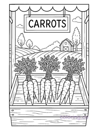 Farm Fresh Carrots Coloring Page