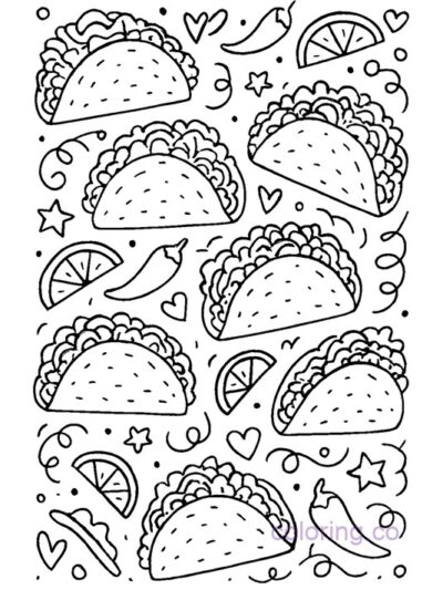 Fun Tacos Pattern Coloring Page