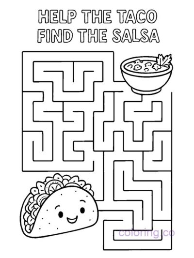Fun Taco Maze for Kids – Help Find the Salsa!