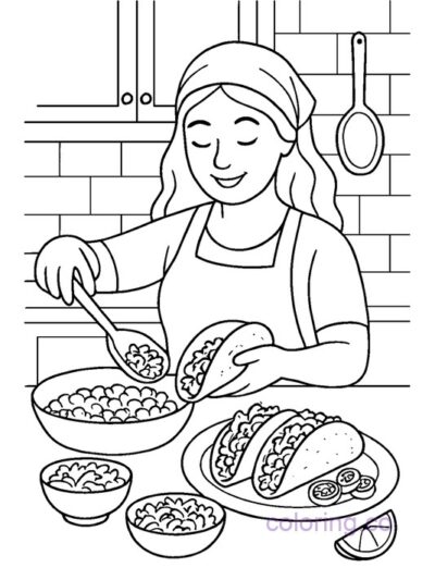 Fun Taco Making Coloring Page