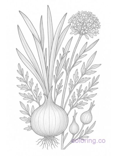 Intricate Onion Botanical Coloring Page